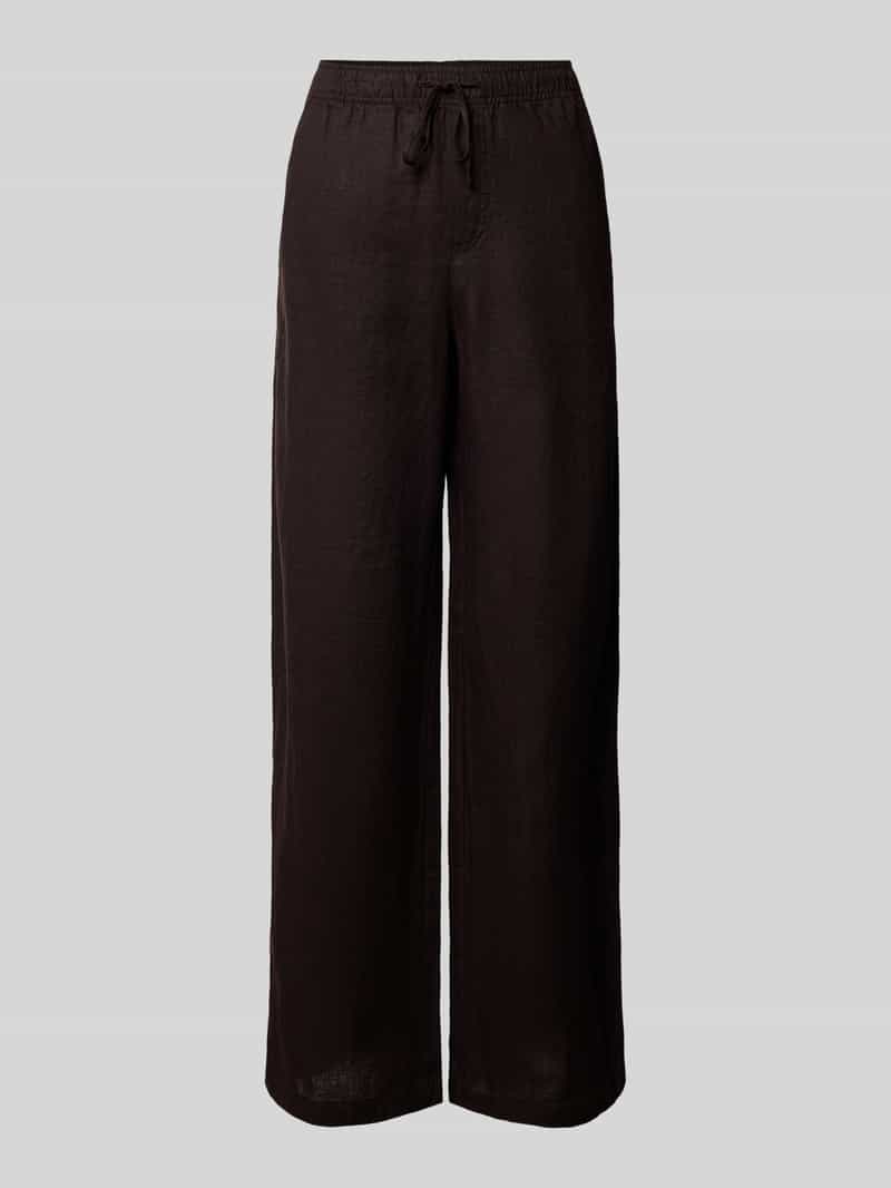 Opus Wide leg linnen broek met elastische band model 'Mileni'