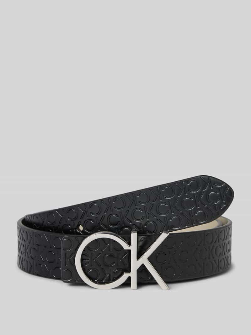 CK Calvin Klein Riem van buffelleer met labelapplicatie