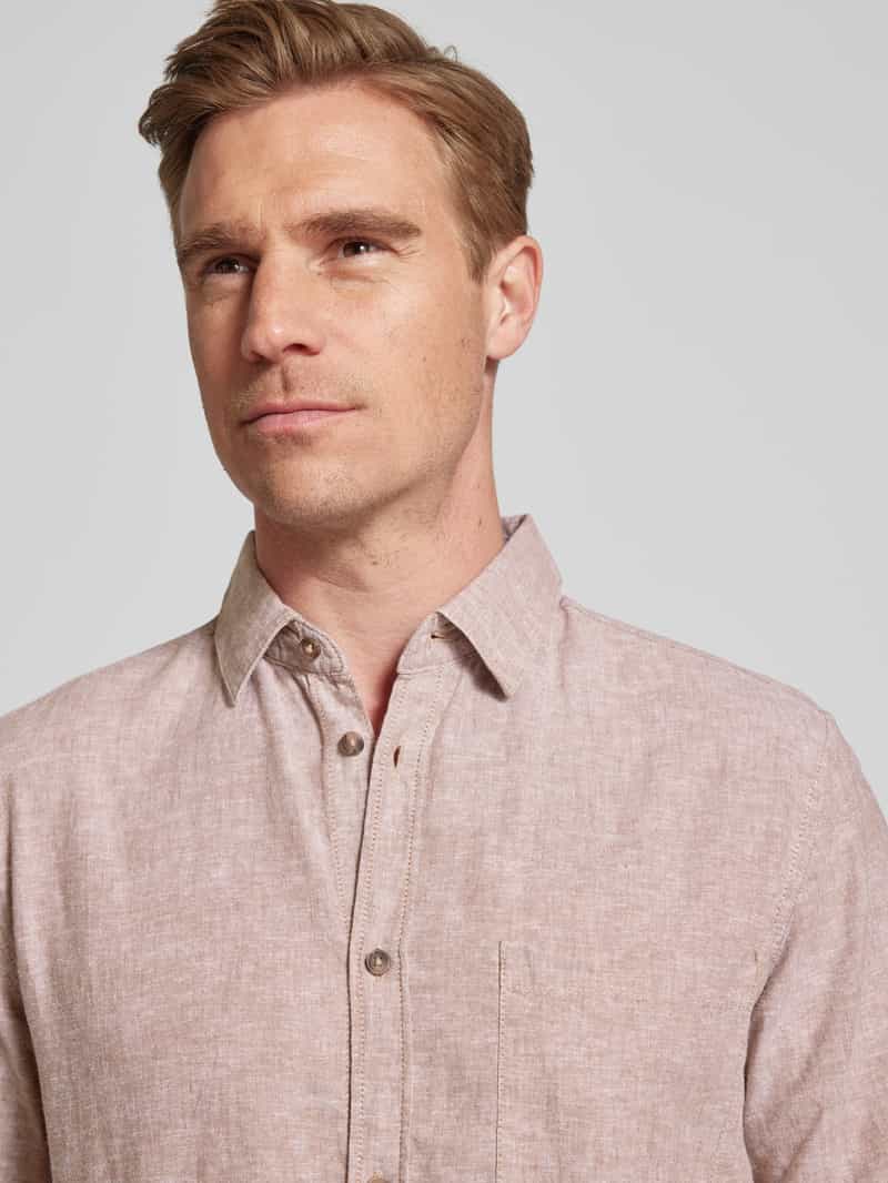 Tom Tailor Regular fit linnen overhemd met korte mouwen