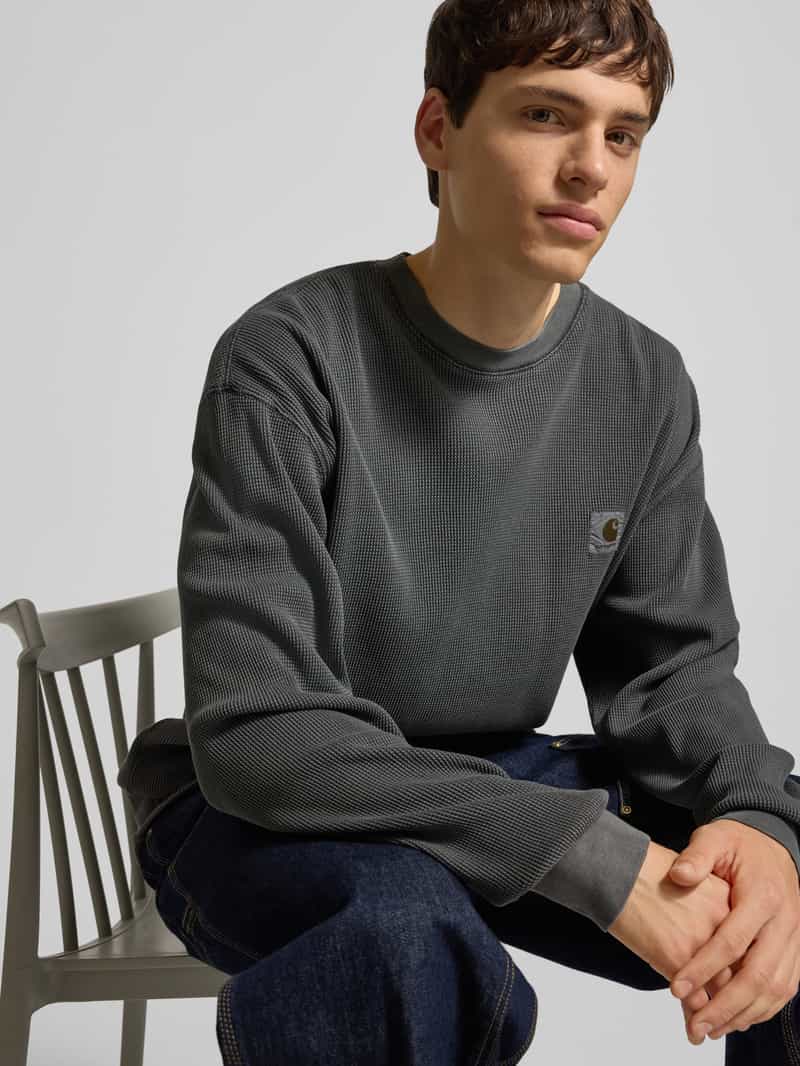 Carhartt Work In Progress Shirt met lange mouwen structuurmotief en ronde hals