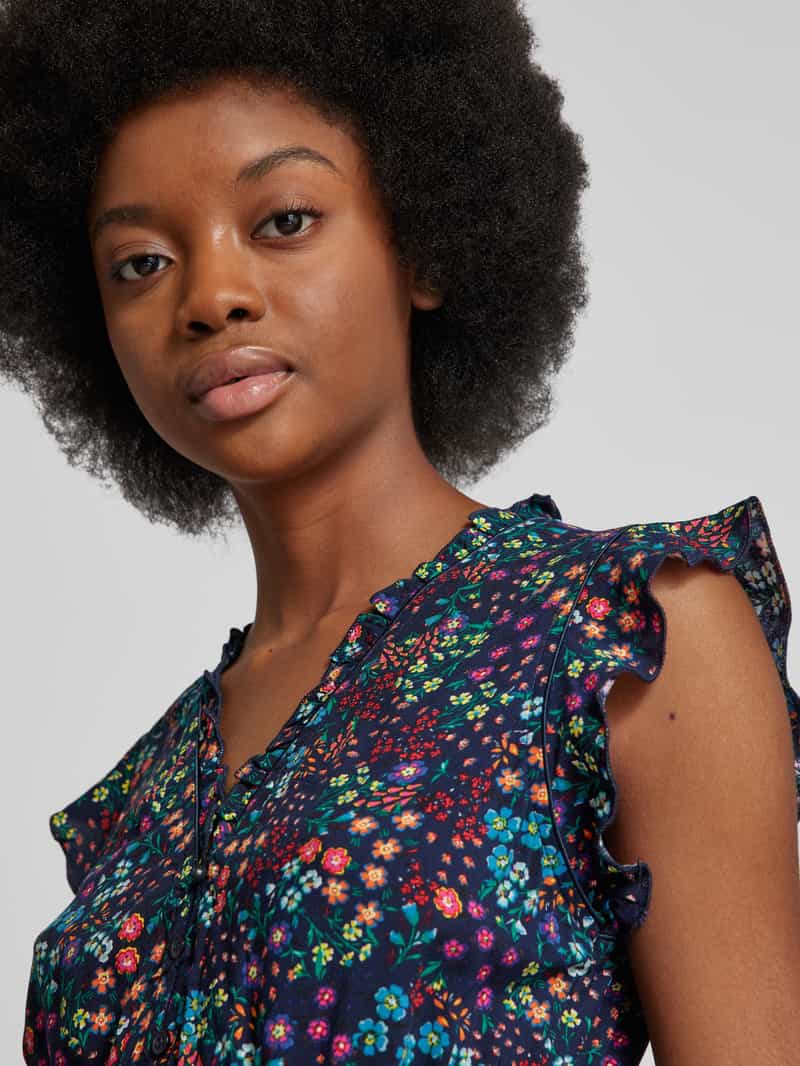 Apricot Knielange jurk met all-over bloemenprint