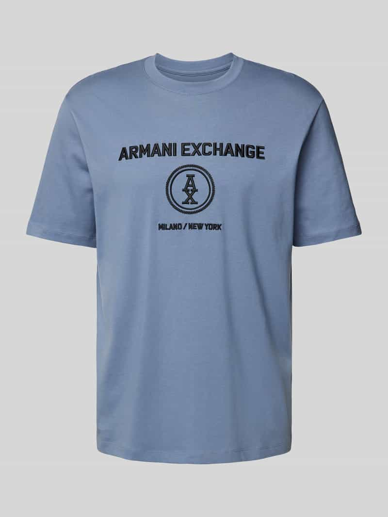 Armani Exchange T-shirt met geribde ronde hals