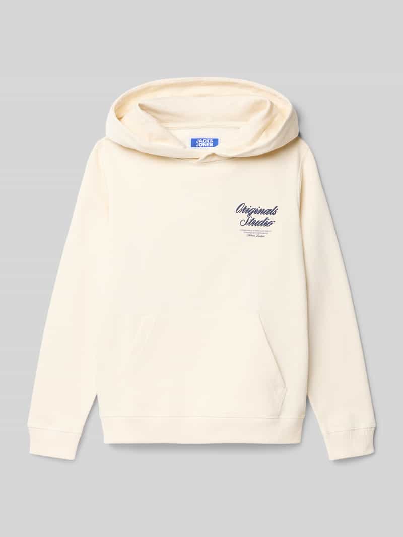 jack & jones Hoodie met labelprint en kangoeroezak