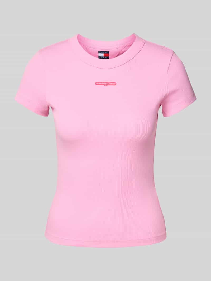 Tommy Jeans Slim fit T-shirt van ribstof