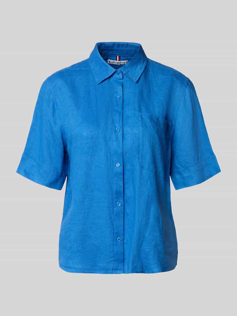 loose fit linnen blouse met borstzak