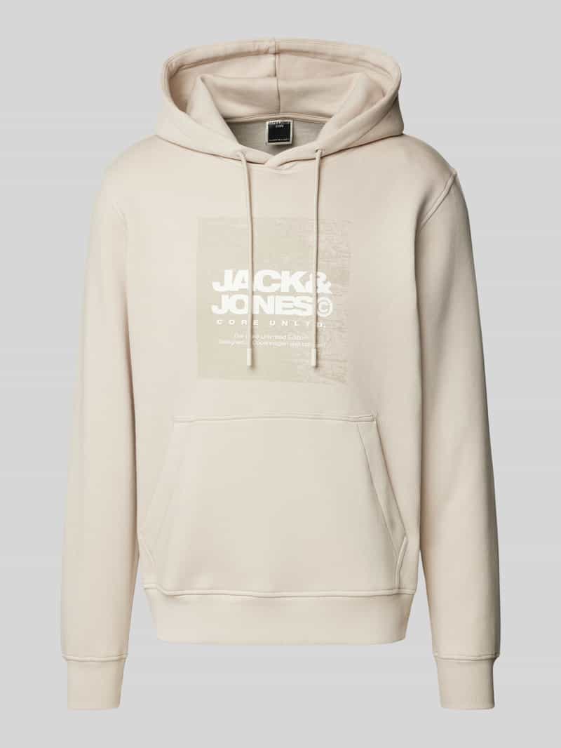 jack & jones Comfort fit hoodie van katoenmix met rubberen print model 'AERO'
