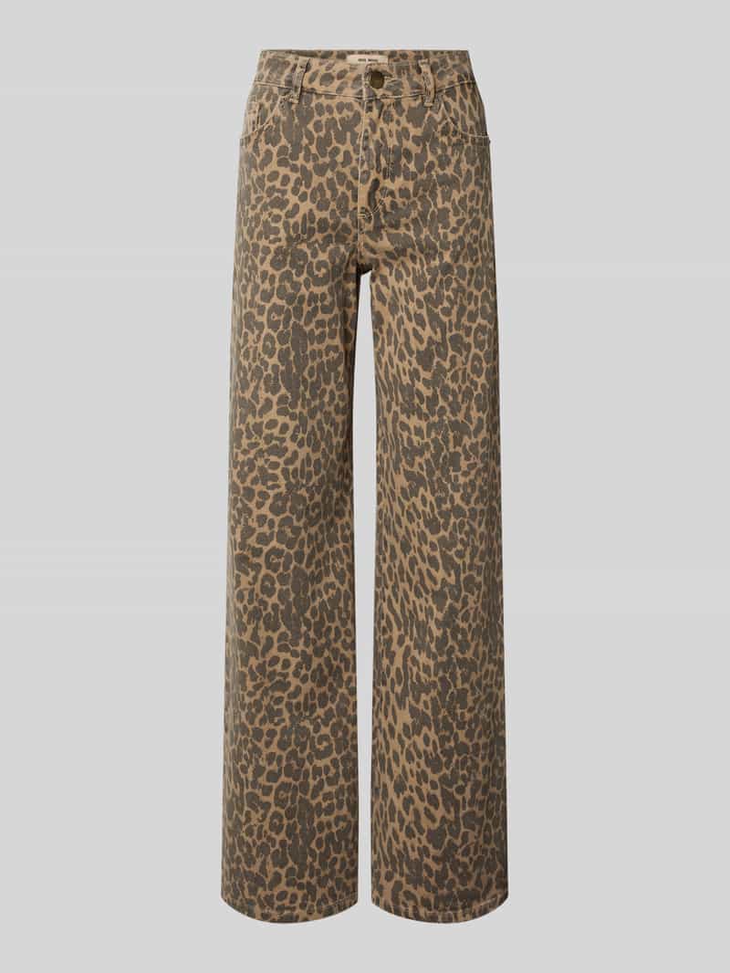 MOS MOSH Wide fit jeans met dierenprint model 'Dara Leo Pants'