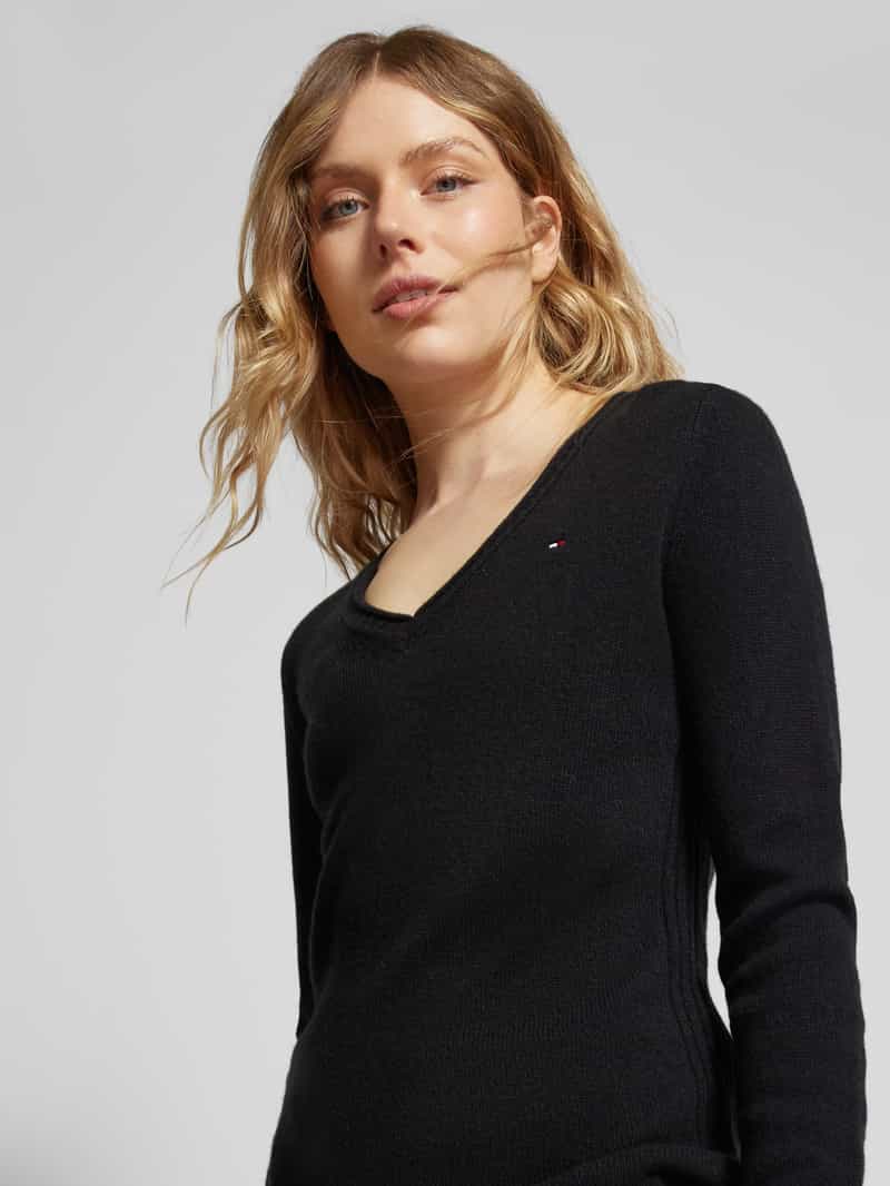 Tommy Hilfiger Pullover met afgeronde V-hals model 'SOFT WOOL'