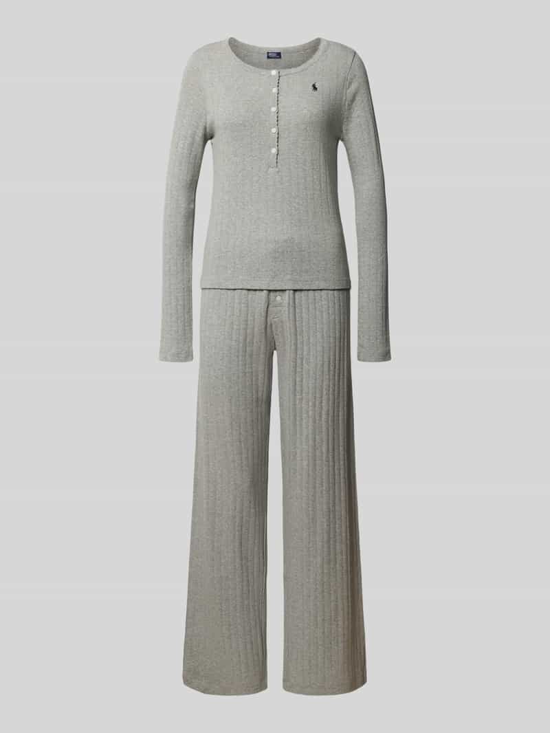 Polo Ralph Lauren Regular fit pyjama met logostitching model 'Pointelle'