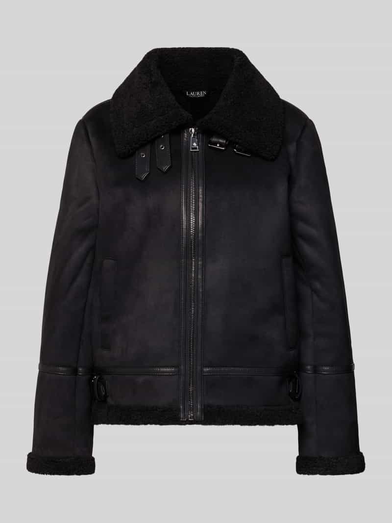 Lauren Ralph Lauren Regular fit jack in leerlook met imitatiebont