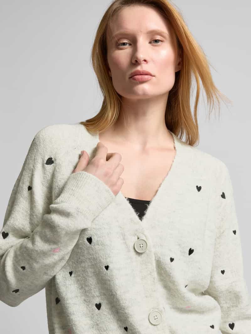 Tom Tailor Denim Comfort fit gebreid jack met geborduurd hart