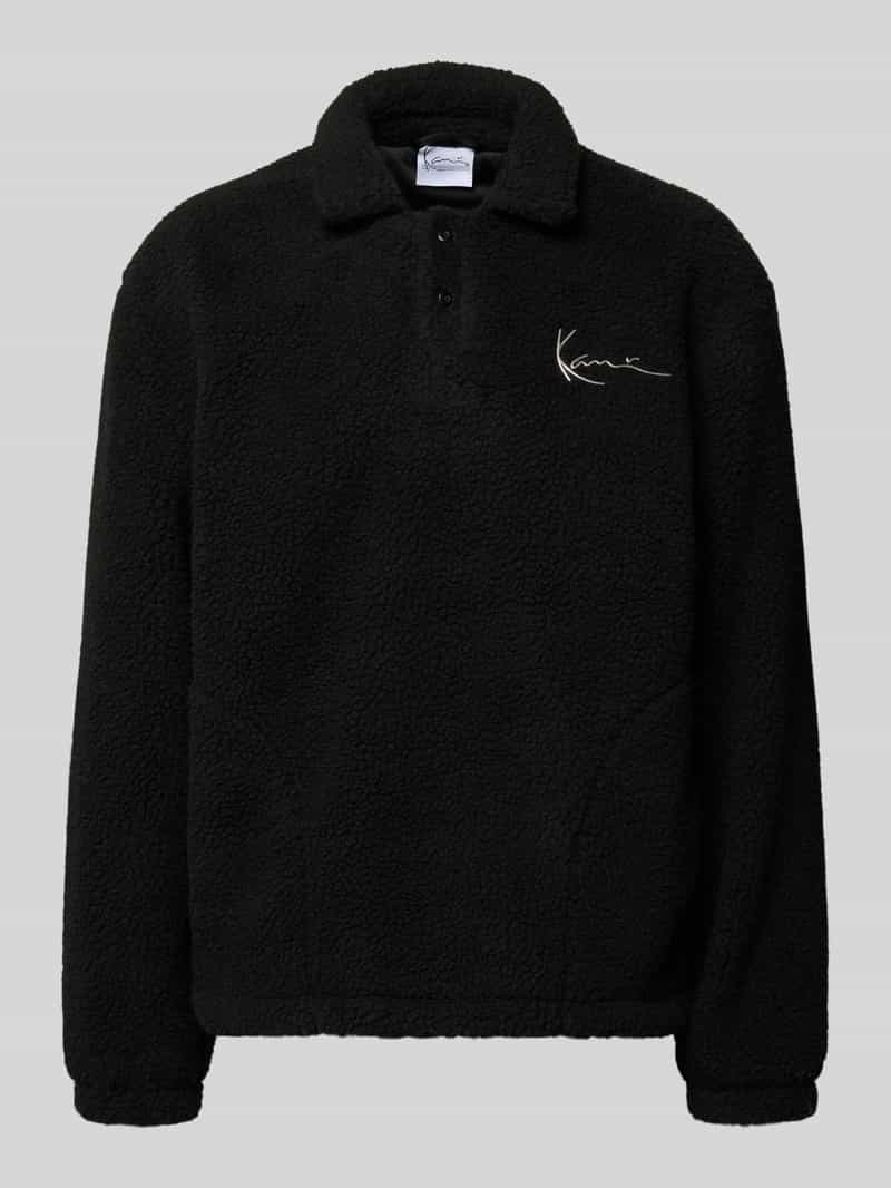 Karl Kani Fleecepullover met platte kraag en knoopsluiting