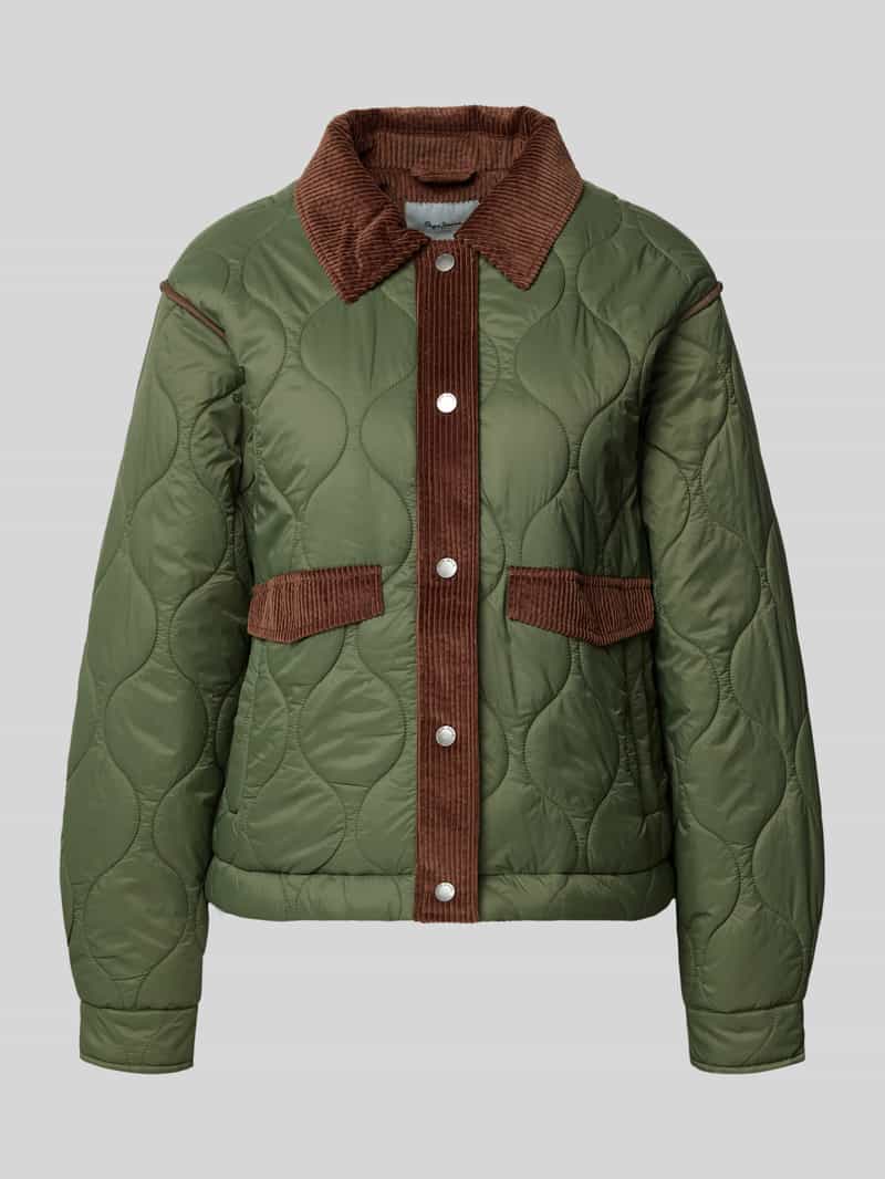 Pepe Jeans Regular fit gewatteerd jack met corduroy model 'PAOLA'