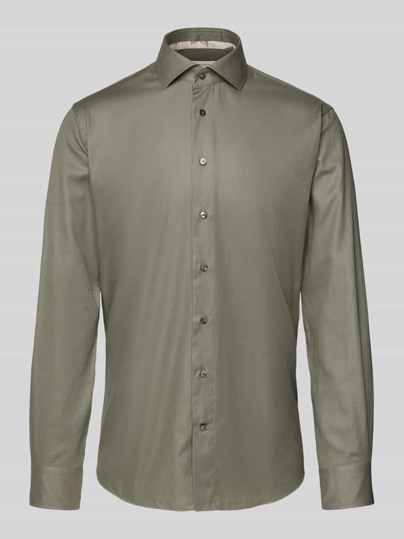 Profuomo Slim fit zakelijk overhemd met kentkraag model 'Cutaway'