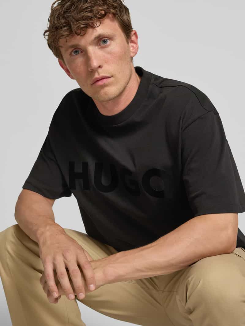 HUGO T-shirt met labelprint model 'Dinkee'