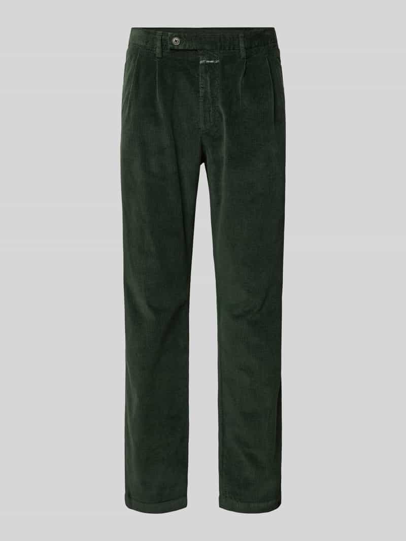 Closed Bandplooibroek corduroy met Bandplooien BERGEN tapered