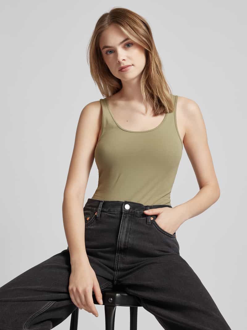 QS Tanktop met labeldetail