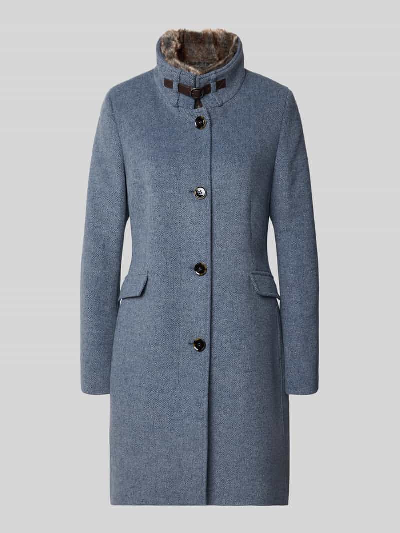Christian Berg Woman Selection Lange jas met opstaande kraag en klepzakken