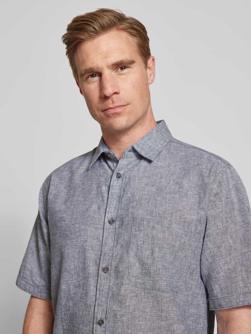 Tom Tailor Regular fit linnen overhemd met korte mouwen
