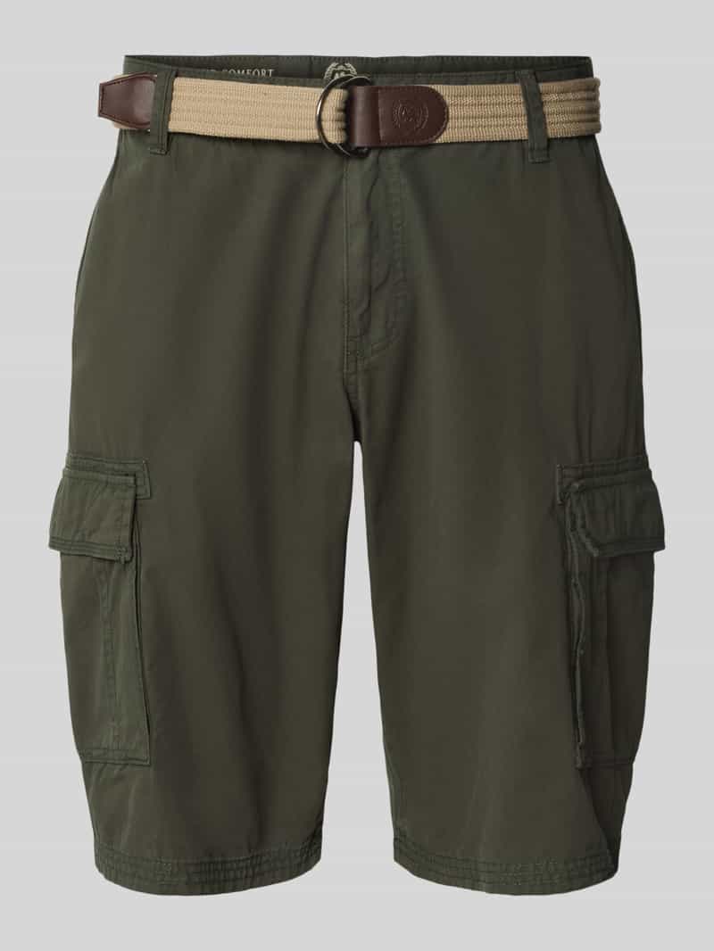 Lerros Korte regular fit cargobroek met riem