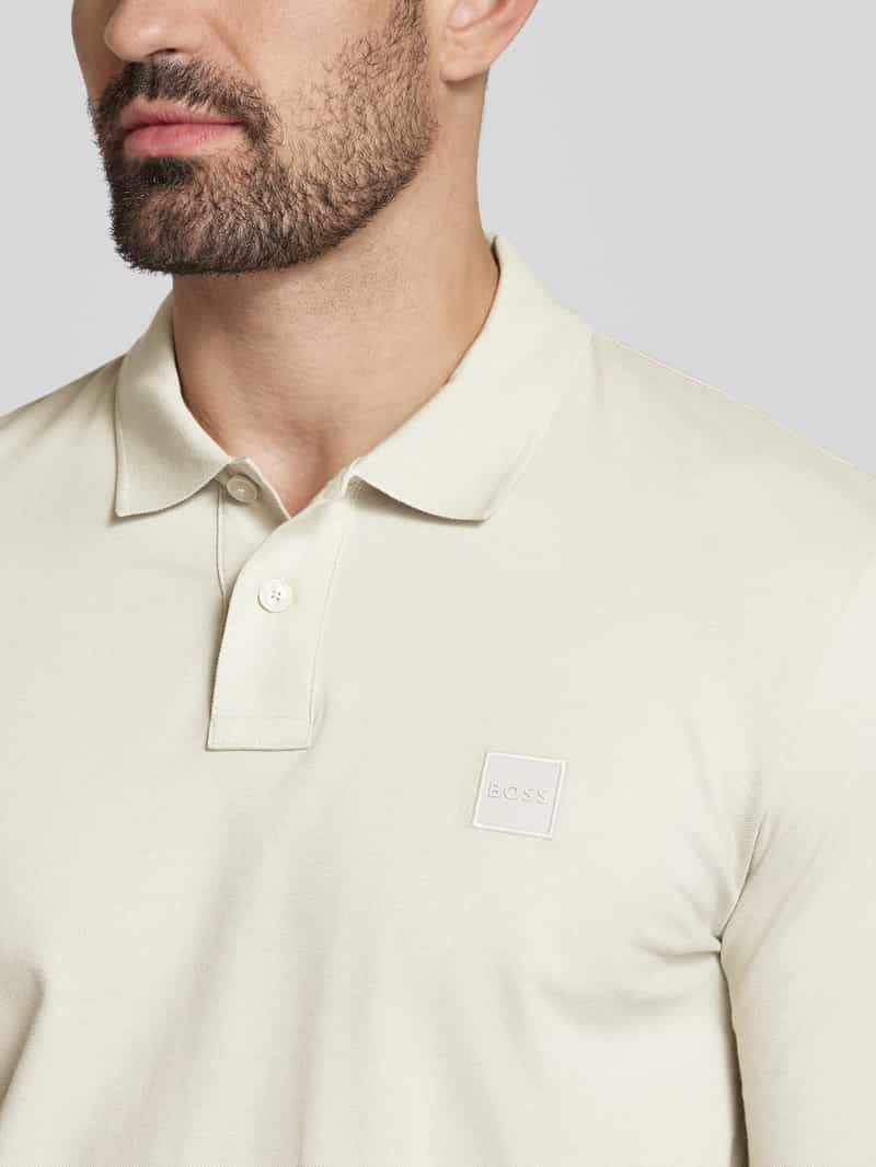 Boss Orange Slim fit poloshirt met labelbadge model 'Passerby'