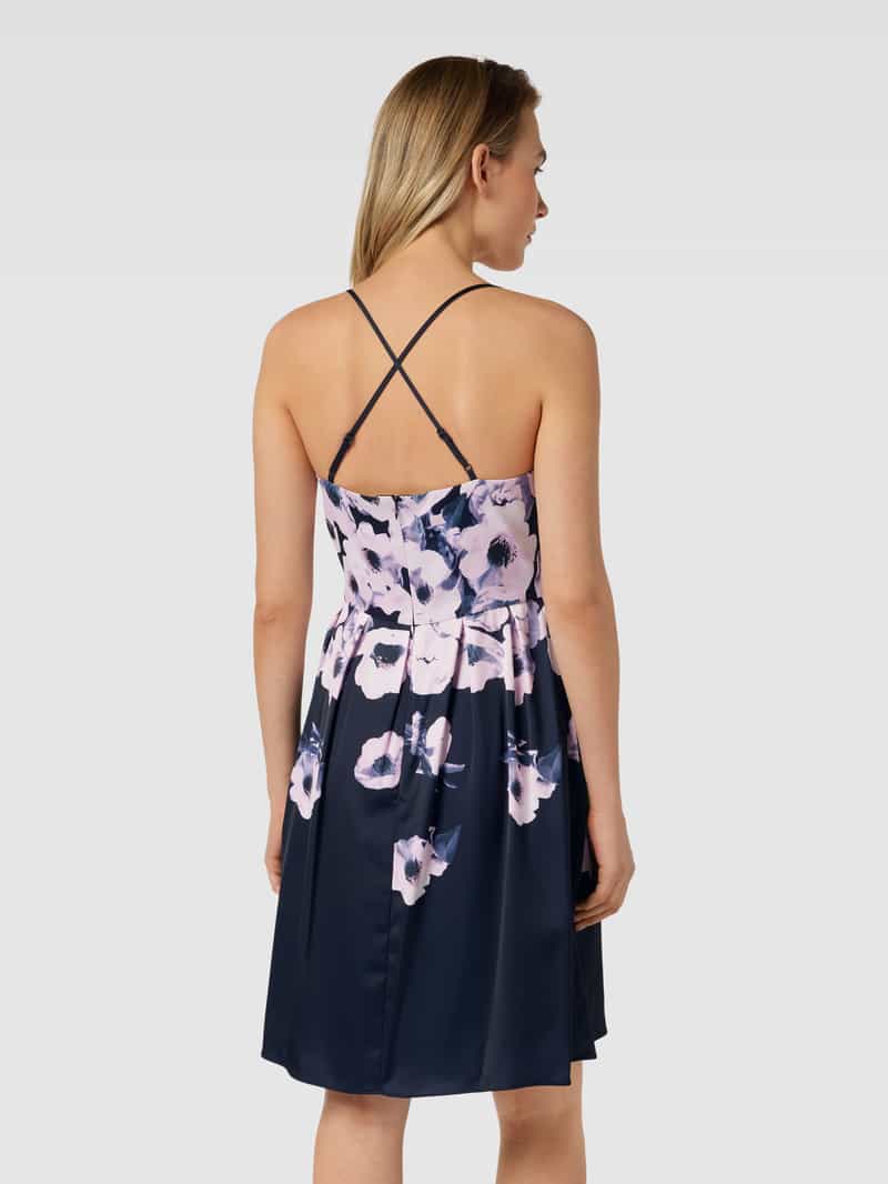 Knielange cocktailjurk met bloemenprint V.M.