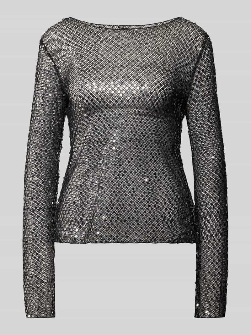 Slim fit shirt met lange mouwen van halftransparante mesh, model 'RISSI'