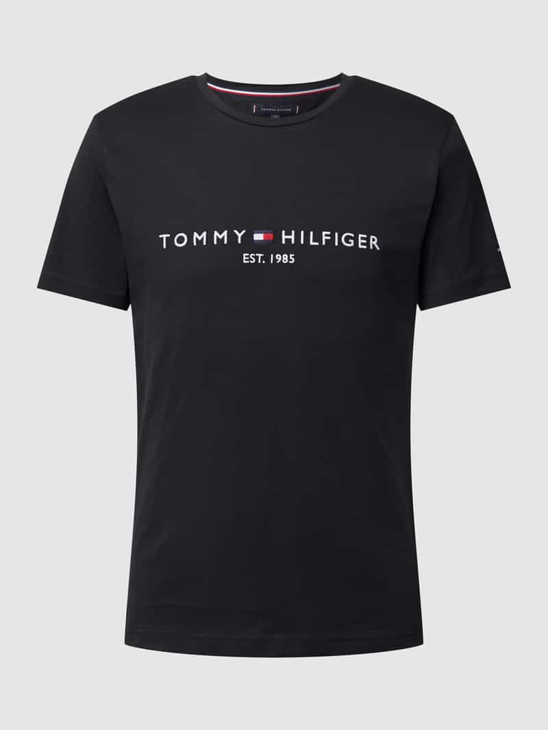 tommyhilfiger Tommy Hilfiger - T-shirt met geborduurde vlaglogo in zwart