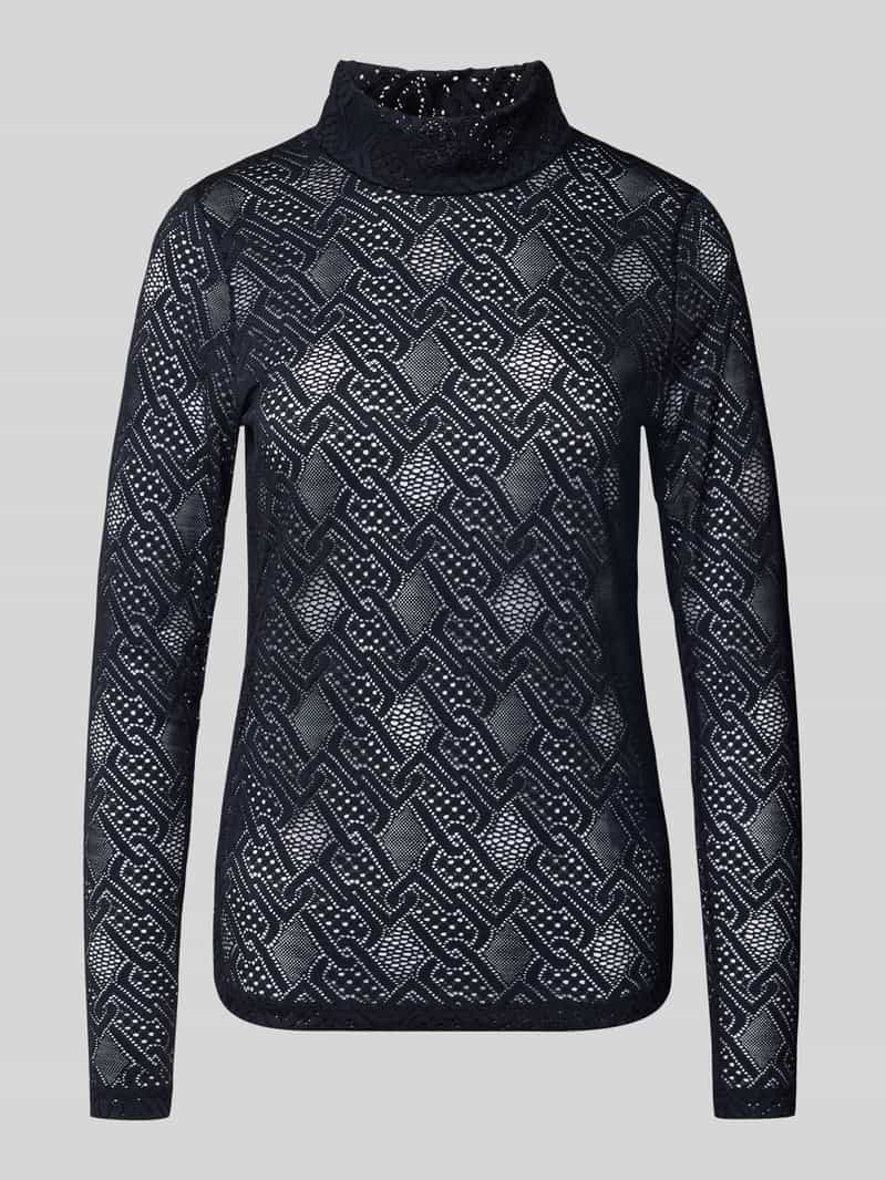 Marc Cain Semi-transparant shirt met lange mouwen en opstaande kraag