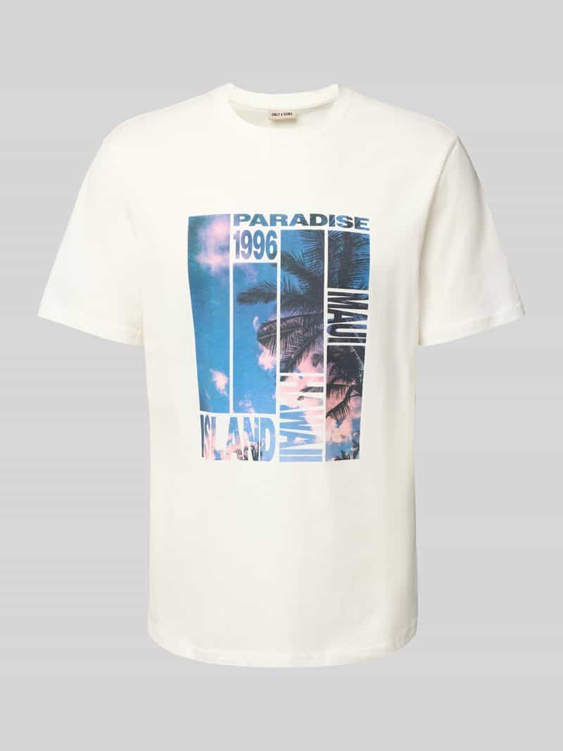 Only & Sons Regular fit T-shirt met motiefprint