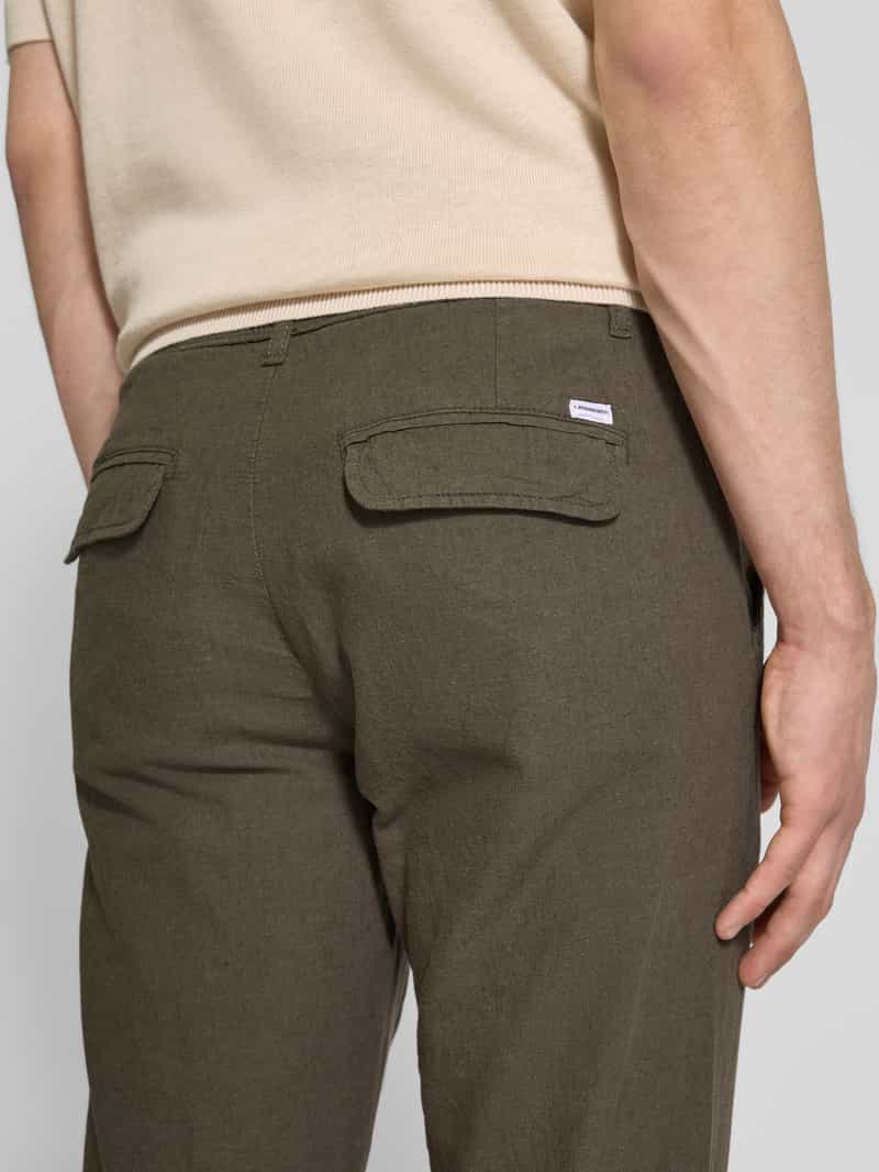 lindbergh Tapered fit linnen broek met elastische band