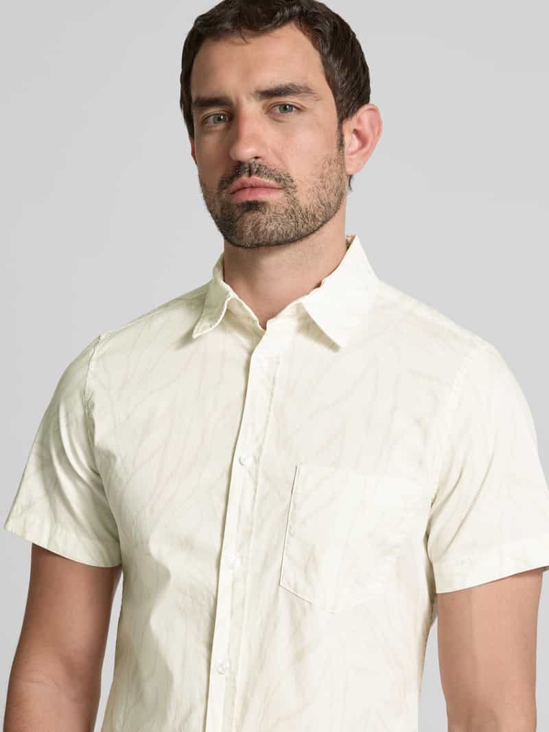 s.Oliver RED LABEL Slim fit overhemd met korte mouwen van katoenmix