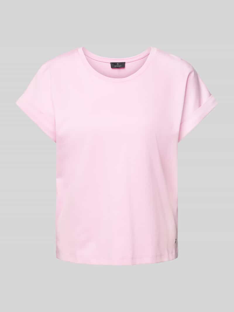 monari T-shirt met geribde ronde hals
