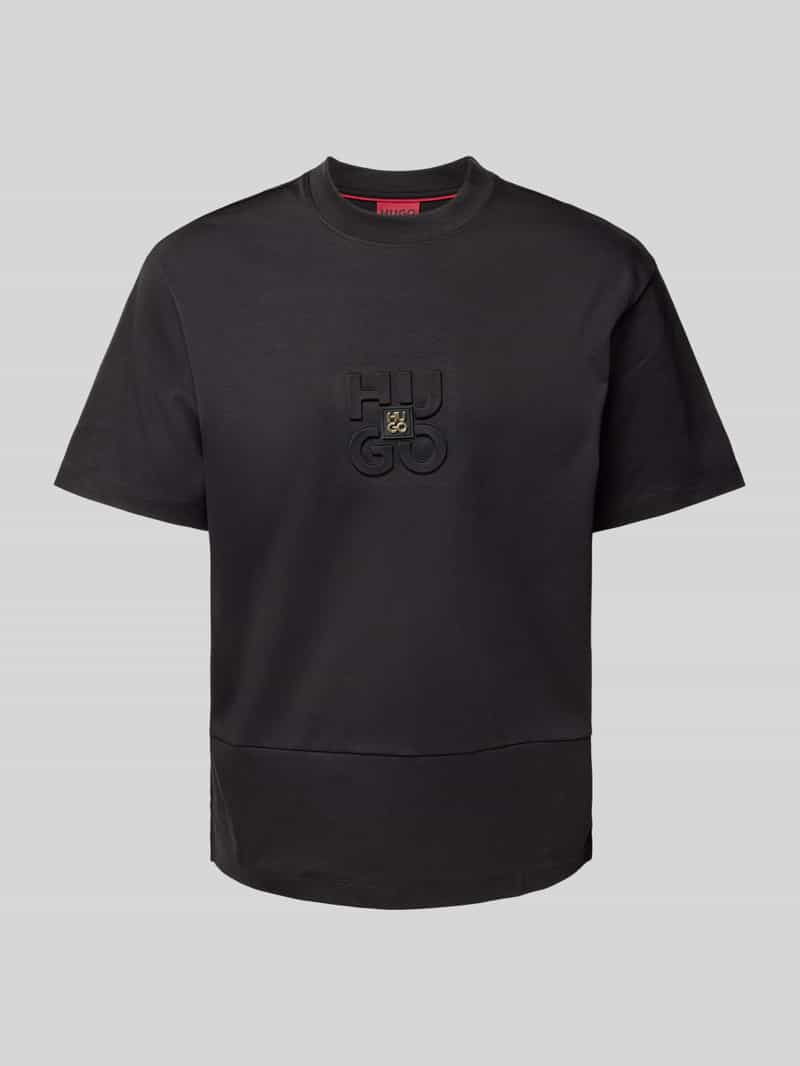HUGO T-shirt met geribde ronde hals model 'Debostac'