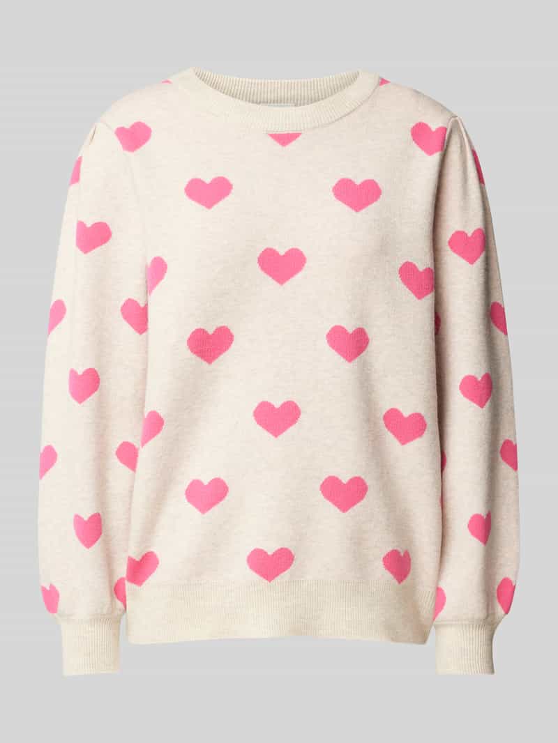 Ichi Gebreide pullover met ballonmouwen model 'BRIELLE'