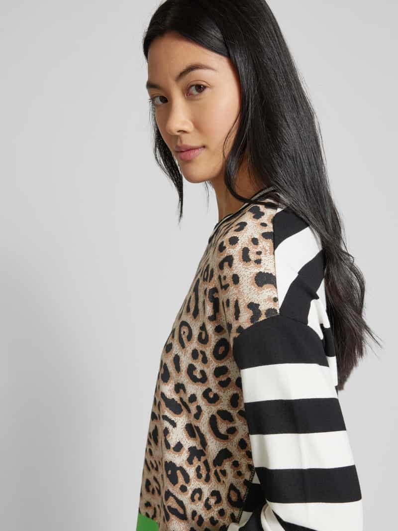 Marc Cain Gebreide pullover met geribde ronde hals