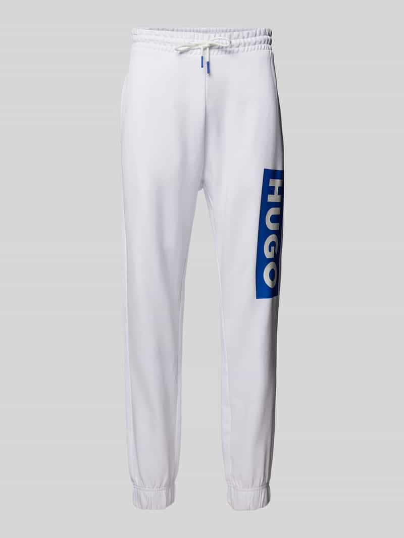 Hugo Blue Regular fit sweatpants met labelprint model 'Nuram'