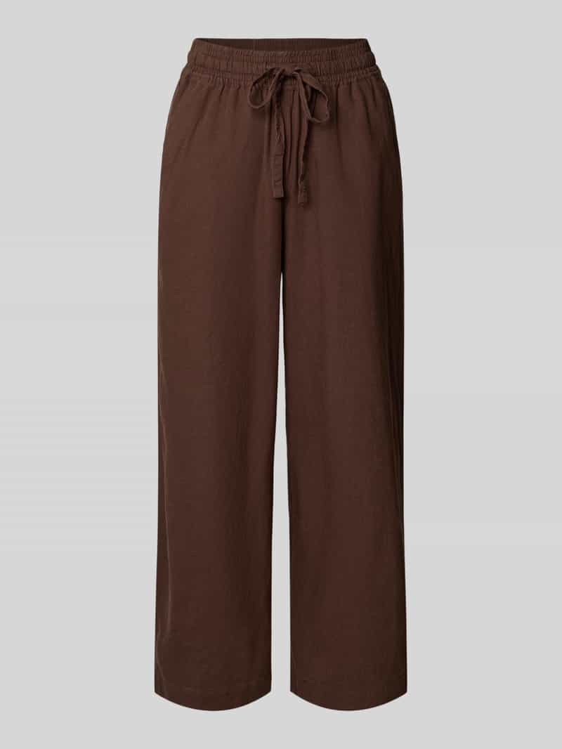 Soyaconcept Straight leg linnen broek met tunnelkoord model 'Ina'