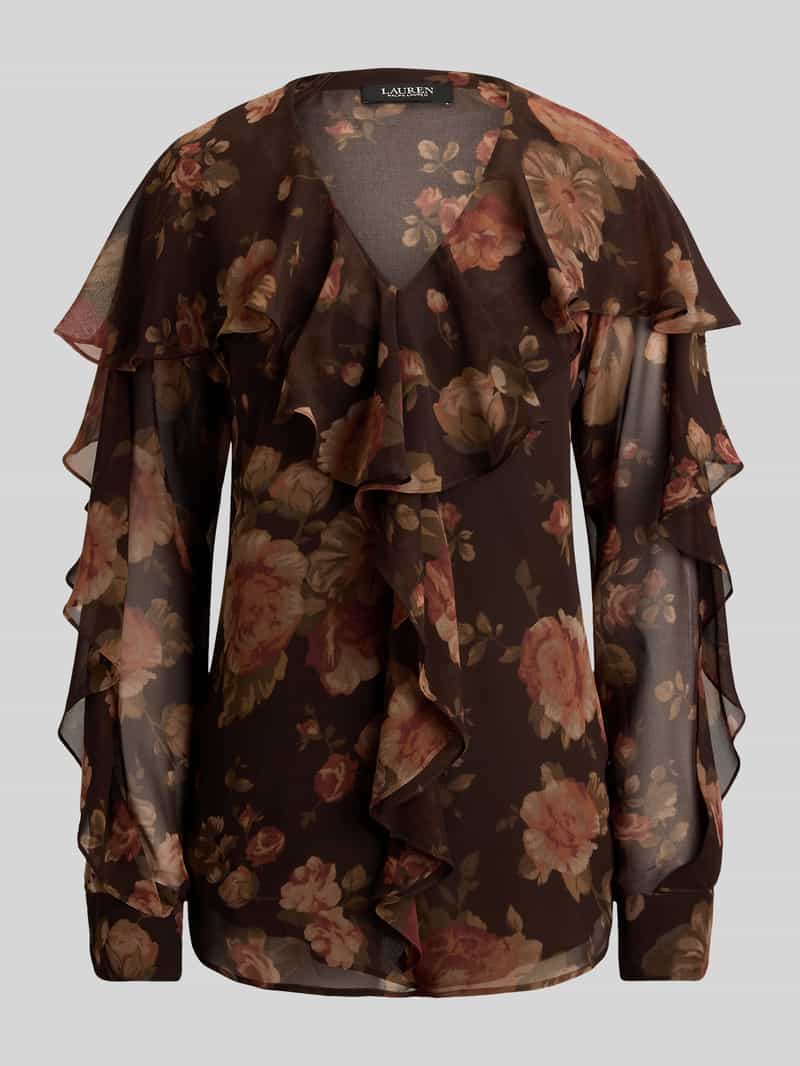 Lauren Ralph Lauren Regular fit blouse met lange mouwen met volantmouwen