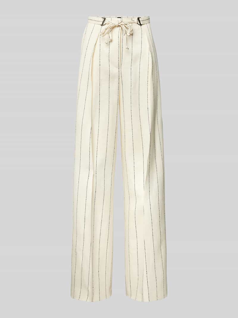 Boss Wide leg linnen broek met strikceintuur model 'Tiana'