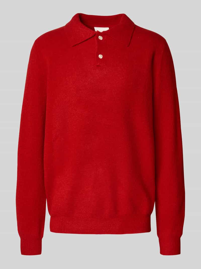 Forét Regular fit poloshirt van wolmix met knoopssluiting