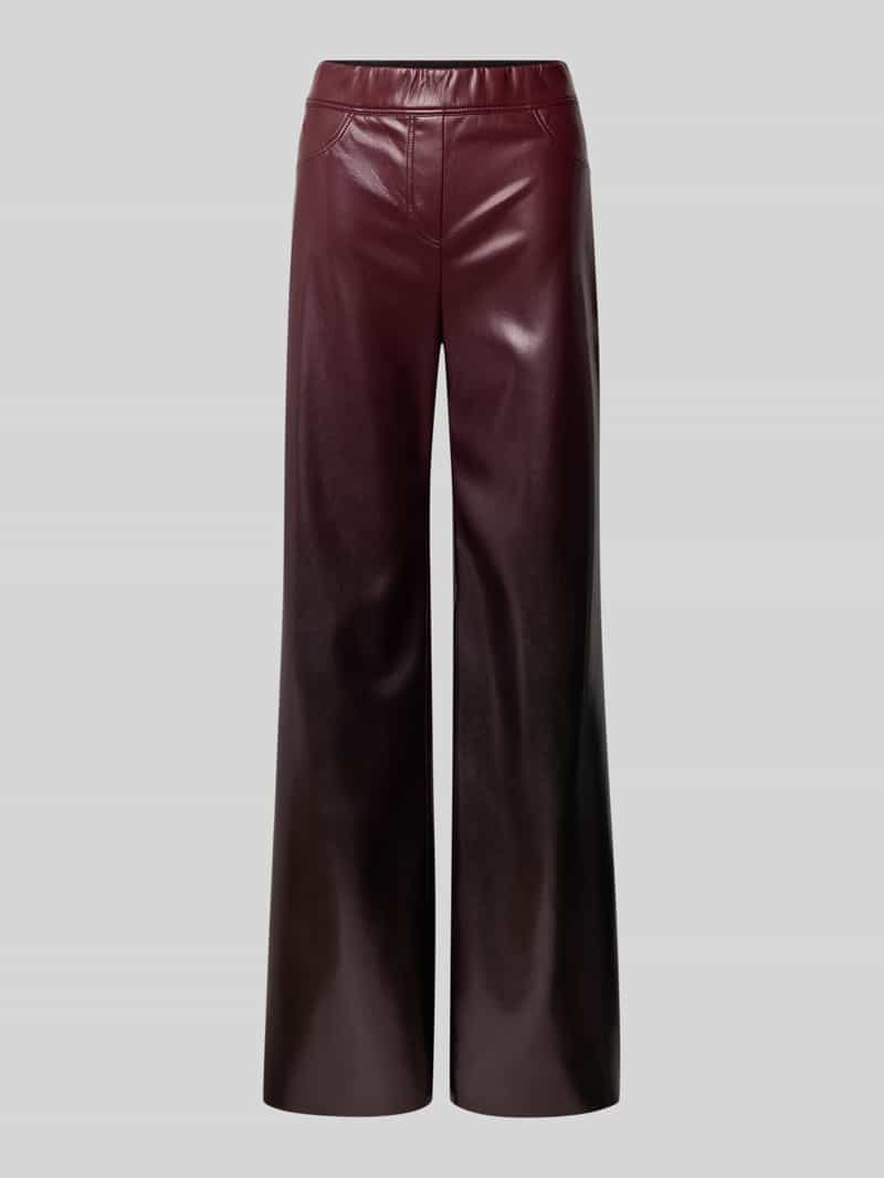 Marc Cain Wide fit stoffen broek in leerlook met siernaden