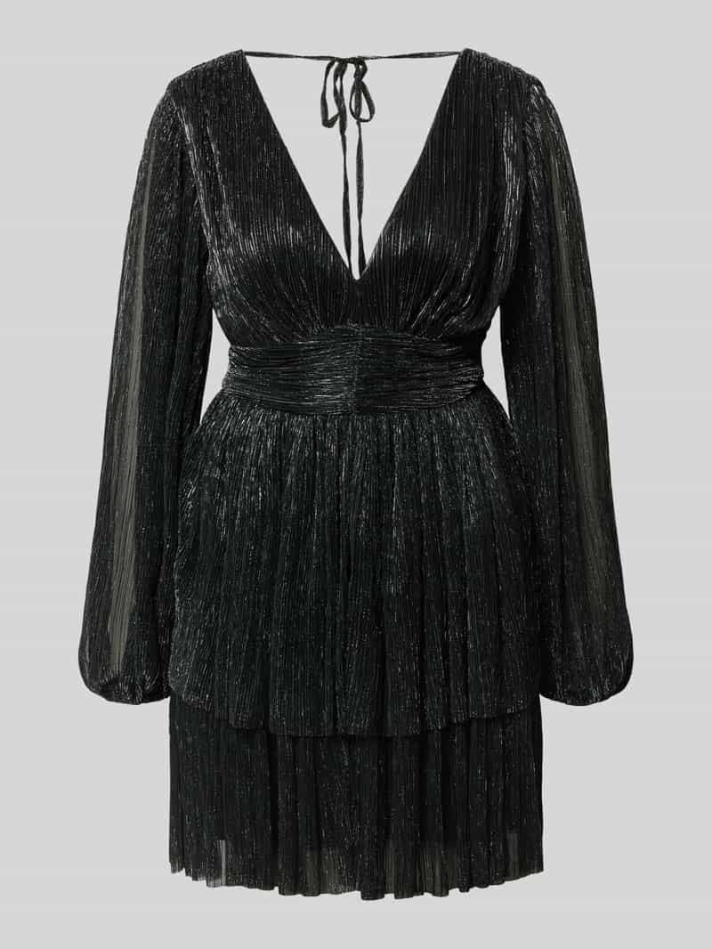 Jake*s Cocktail Glanzende cocktailjurk met V-hals en tailleband