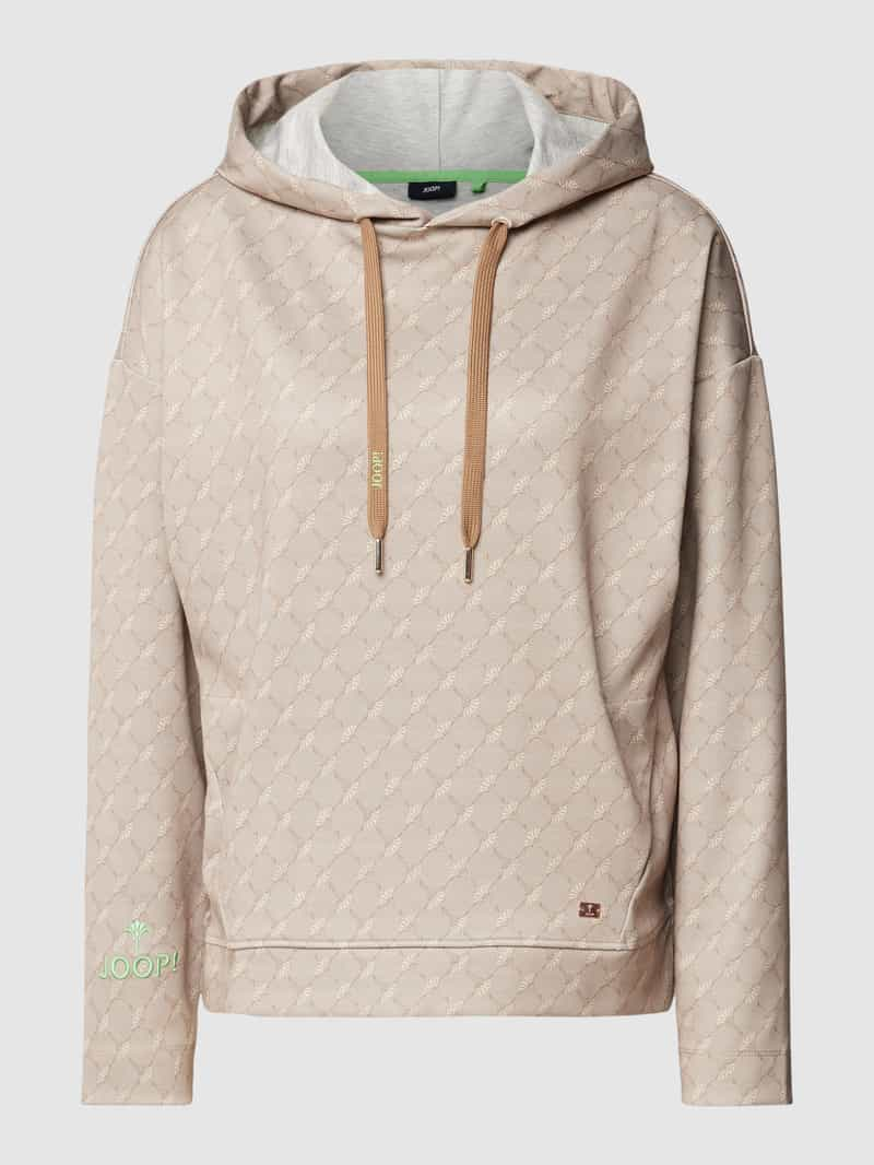 Joop! Hoodie met all-over motief en labelstitching