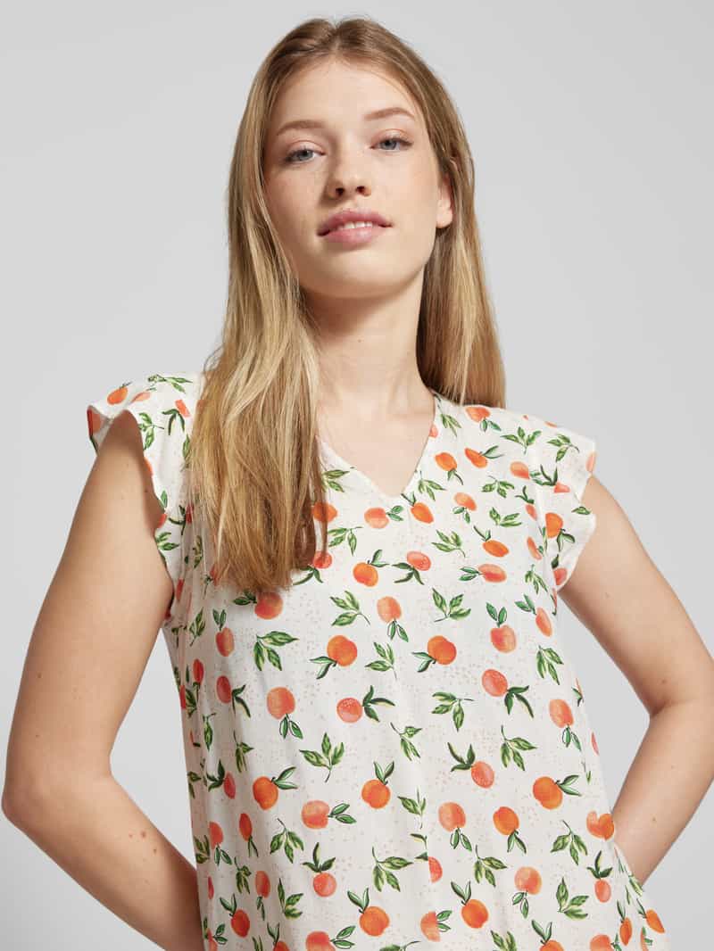 Pieces Blouse van viscose met V-hals model 'NYA'