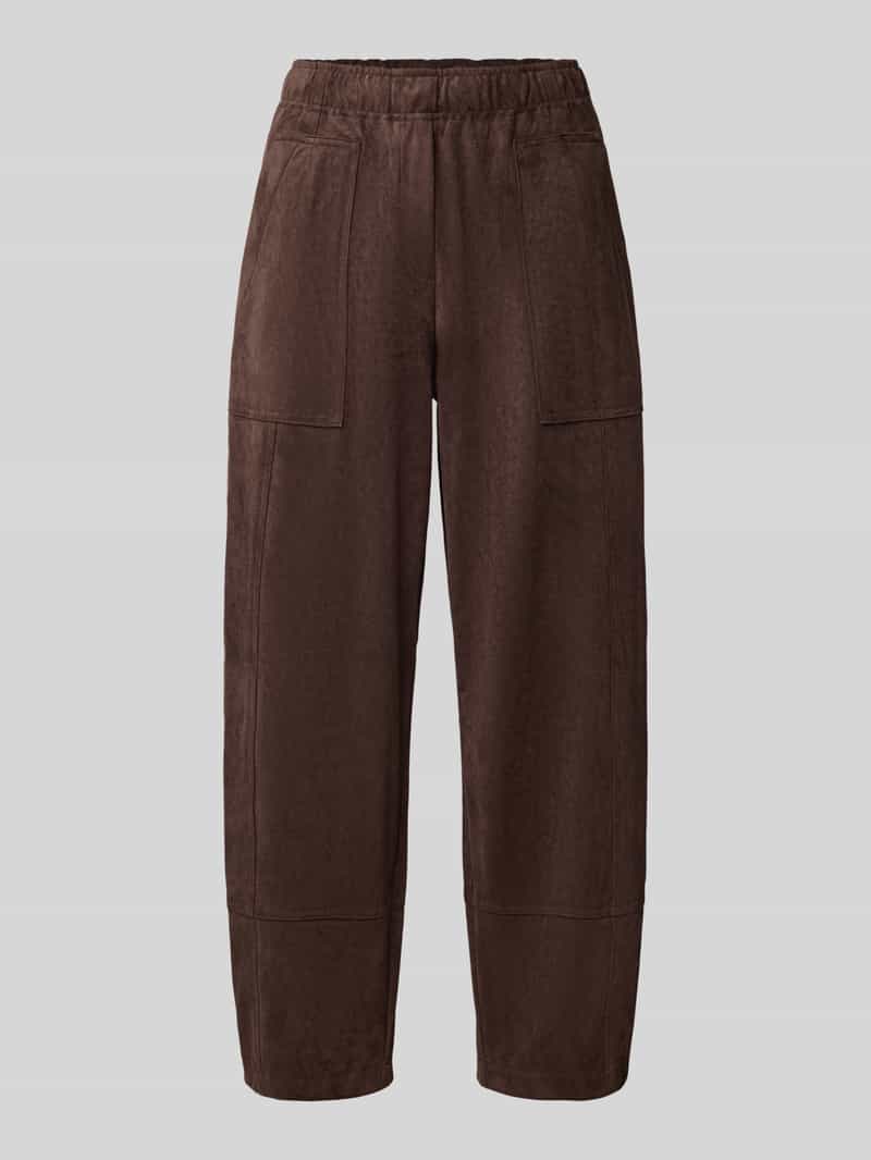 MAC Loose fit kunstleren broek met elastische band model 'Tilda'