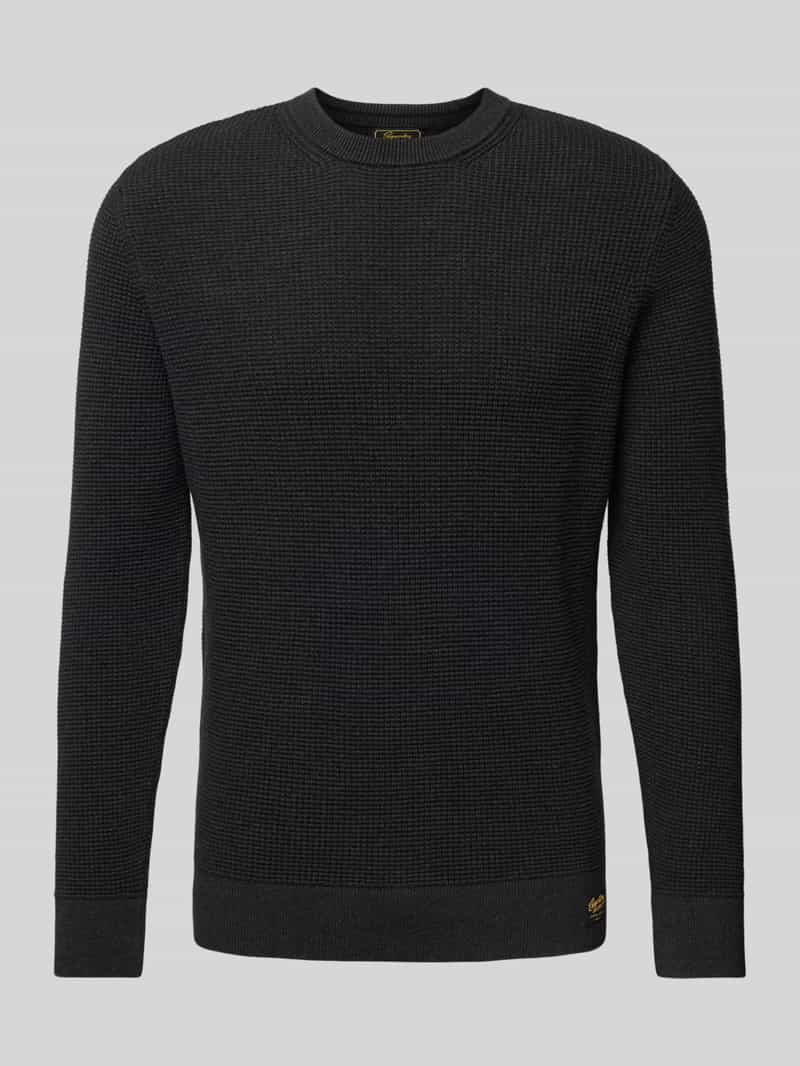 Superdry Gebreide pullover met structuurmotief en ronde hals