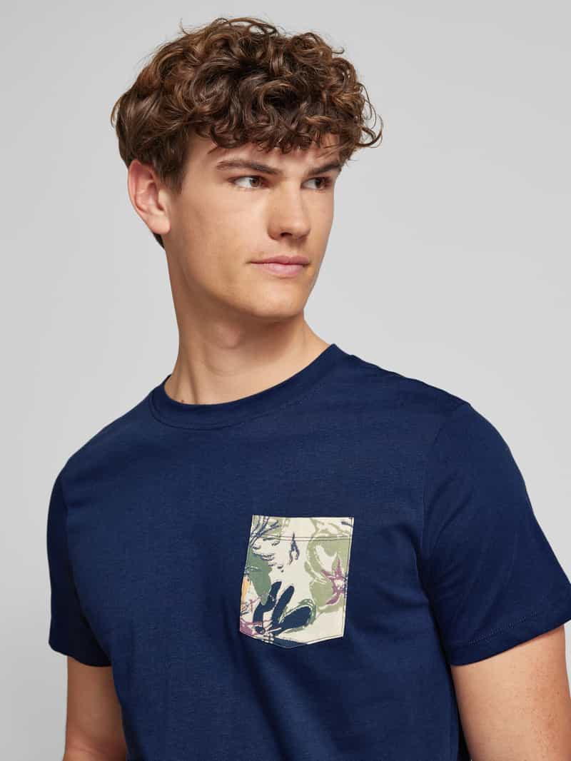 Blend T-shirt met geribde ronde hals model 'BHJEM'