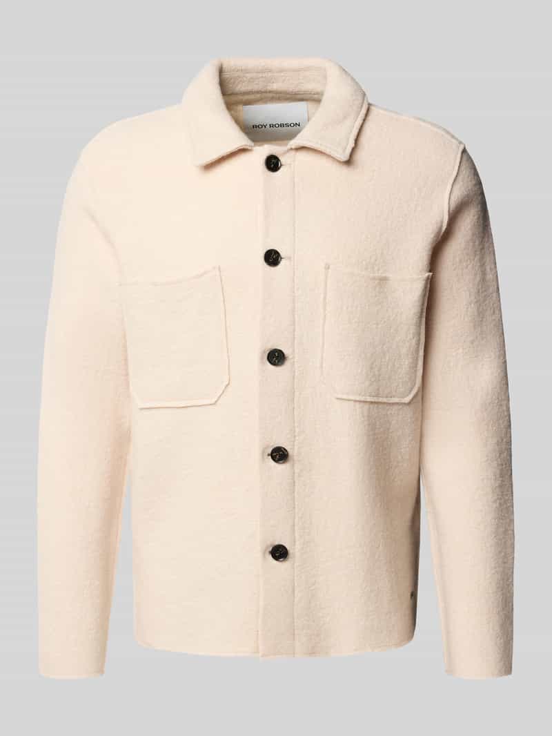 ROY ROBSON Slim fit hemdoverhemd met kentkraag en borstzakken
