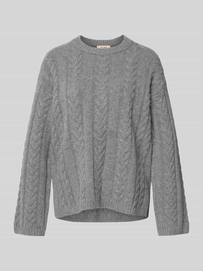 MOS MOSH Wollen pullover met kabelpatroon model 'Bryndis'